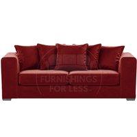 Ella Boxed Arm Plush Velvet Fabric 3 Seater sofa Black