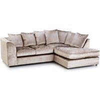Crystal Crushed Velvet 3 to 4 Seater L Shaped Corner Sofa Right Hand Facing