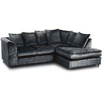 Crystal Crushed Velvet 3 to 4 Seater L Shaped Corner Sofa Right Hand Facing
