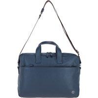 Brampton London 'Commandeer' Real Leather Laptop Bag in Navy