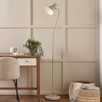 Ruma Brushed Silver Metal Floor Lamp in Olive