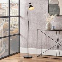 Ruma Brushed Silver Metal Floor Lamp in Black
