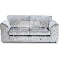 Furnishings For Less UK Crystal Crushed Velvet 3 Seater Sofa Full Back Curved Arm in Silver