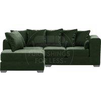 Ella Boxed Arm Plush Velvet 3 to 4 Seater L Shaped Corner Sofa Grey Left Hand Facing