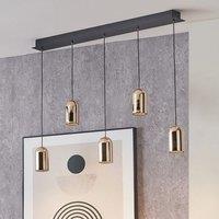 Ruma Black & Rose Gold Metal 5 Drop LED Pendant Ceiling Light