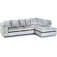 Crystal Crushed Velvet Large 5 Seater L Shaped Corner Sofa Right Hand Facing