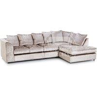 Crystal Crushed Velvet Large 5 Seater L Shaped Corner Sofa Right Hand Facing