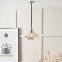 Ruma Ceiling Light Antique Silver Metal & Glass Dome Pendant in Natural