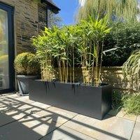 Woven Wood 120cm Zinc Galvanised Matte Black Trough Planter