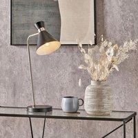 Ruma Brushed Silver Metal Table Lamp in Black