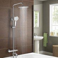 Nes Home Round Thermostatic Shower Kit with Bath Filler Chrome in Metallic Silver