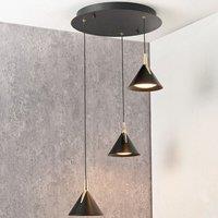 Ruma Matt Black & Gold Multi Drop LED Pendant Ceiling Light