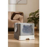 Hooded Odors Resistant Cat Litter Box-Grey