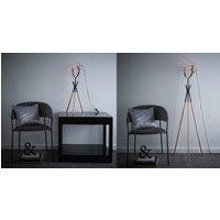 K LIVING Fulton Industrial Metal Cage Tripod Copper & Black Table Lamp or Floor Lamp