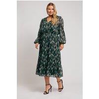 Yours Women's Abstract Print Midaxi Dress in Green | Size: 16