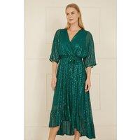 Yumi Women's Green Sequin Kimono Midi Wrap Dress | Size: 10