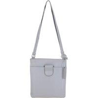 Tab Zip Top Real Leather Crossbody Bag
