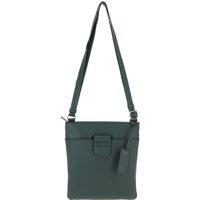 Tab Zip Top Real Leather Crossbody Bag