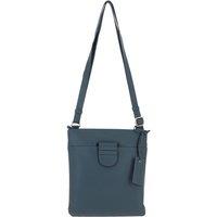 Tab Zip Top Real Leather Crossbody Bag