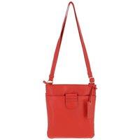 Tab Zip Top Real Leather Crossbody Bag