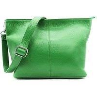 Kitise Women's Small Genuine Italian Leather Shoulder Handbag With Detachable Strap in Green