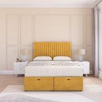 Manhattan Plush Fabric Ottoman Bed End Opening With Sprung Memory Mattress & 26 Inch Headboard