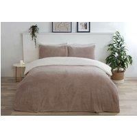Smart Living Luxury Super Soft & Reversible Teddy Fleece Duvet Cover & Pillowcase in Cream | Size: Super King