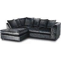 Crystal Crushed Velvet 3 to 4 Seater L Shaped Corner Sofa Left Hand Facing