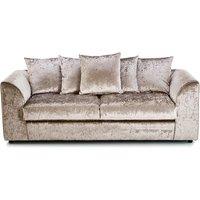 Furnishings For Less UK Crystal Crushed Velvet 3 Seater Sofa Scatter Back Curved Arm in Beige