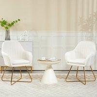 HOMCOM Dining Chair Set of 2, Boucle Armchair with Steel Legs, Cream | Size: 2 Pack