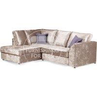 Furnishings For Less UK Crystal Crushed Velvet 3 to 4 Seater L Shaped Corner Sofa Left Hand Facing in Beige