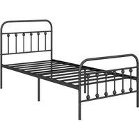 HOMCOM Bed Frame w/ Underbed Storage Headboard Metal Platform Bed Frame in Black | Size: Single