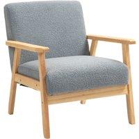 HOMCOM Accent Chair with Wood Frame Wide Seat Cashmere Armchair Grey