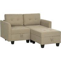 HOMCOM Modular Sectional Sofa with Storage, 2 Seater Sofa Set, Light Brown
