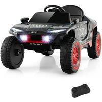 Gymax Kids Ride On Toy E-tron Racing Car With Remote Control Lights & Music in Grey
