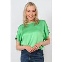 Sarta Women's Short Sleeve Silky Box Top in Green | Size: 12-14