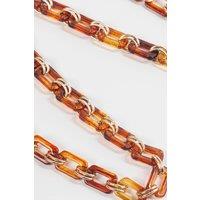 Sarta Women's Square Link Acrylic Bag Strap - Brown/Gold in Brown