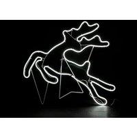 Shatchi Jumping Reindeer Neon Effect Rope Light Silhouette Double Side 90 Cool White LEDs Christmas Outdoor