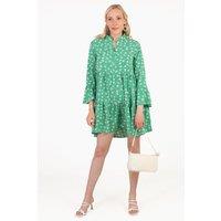 Sarta Women's Alison Tiered Mini Dress- Green, Daisy Floral in Green | Size: Medium