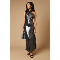 Petite Occasion Metallic Twist Neck Midaxi Dress