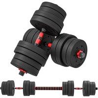 HOMCOM 30kg Adjustable 2 IN 1 Barbell Dumbbells Weight Set for Body Fitness in Black