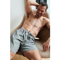 British Boxers Men's "Orkney" Herringbone Brushed Cotton Sleep Shorts in Pale Green | Size: Large