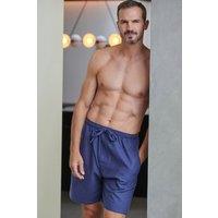 British Boxers Men's "Alton" Brushed Cotton Sleep Shorts in Dark Blue | Size: Large