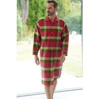 British Boxers Men's "Eskdale" Check Brushed Cotton Nightshirt in Dark Red | Size: XL