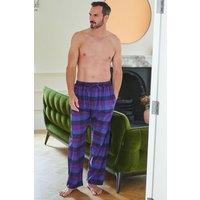 British Boxers Men's "Berwick Check" Brushed Cotton Pyjama Trousers in Plum | Size: Large