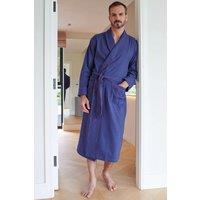 British Boxers Men's Alton Brushed Cotton Dressing Gown in Dark Blue | Size: 2XL
