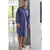 British Boxers Men's "Banbury Navy" Stripe Brushed Cotton Nightshirt in Dark Blue | Size: Large