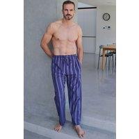 British Boxers Men's "Banbury Navy "Stripe Brushed Cotton Pyjama Trousers in Dark Blue | Size: Medium