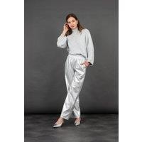 Lennie Straight Leg Trouser - Silver, Faux Leather