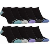 FARAH Men's 10 Pack Breathable Bamboo Plain Trainer Socks in Jet Black | Size: 6-11